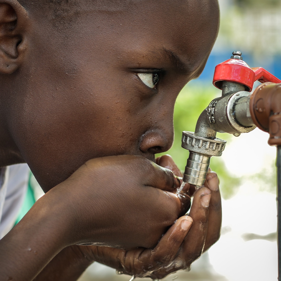 Child drinking clean water